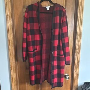Plaid Red and Black Women's Sweater
